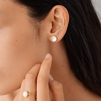 Jaipur Colour Yellow Gold and Mother-of-Pearl Stud Earrings