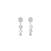 Bee De Chaumet White Gold and Diamond Drop Earrings