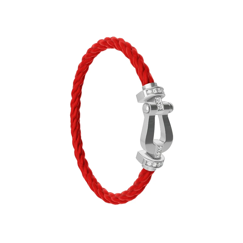 Force 10 Large White Gold and Diamond Pavé Cable Bracelet