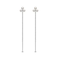 Trend White Gold Pearl and Diamond Drop Earrings