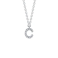 Initials White Gold and Diamond Pavé Letter C Necklace