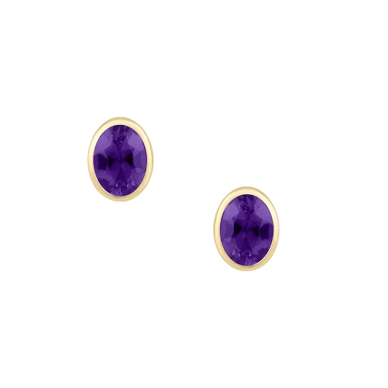 Amethyst Oval Bezel Set Studs
