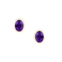 Amethyst Oval Bezel Set Studs
