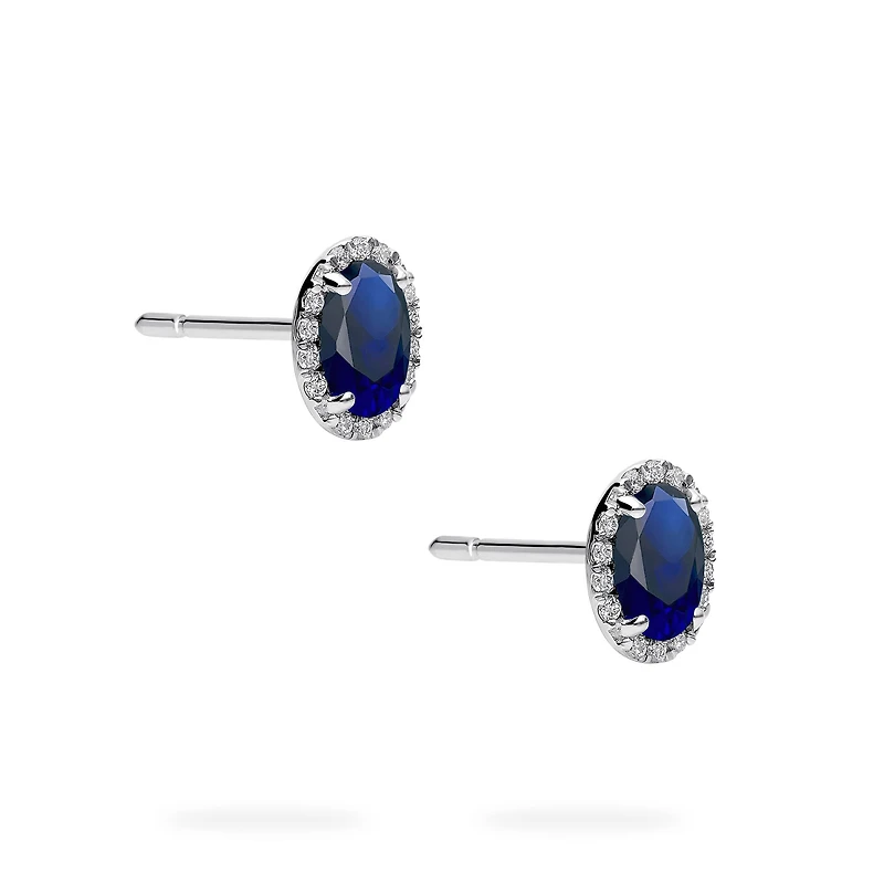 White Gold Sapphire and Diamond Stud Earrings
