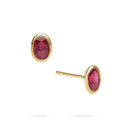 Yellow Gold Ruby Stud Earrings