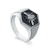 Silver and Black Enamel Signet Ring