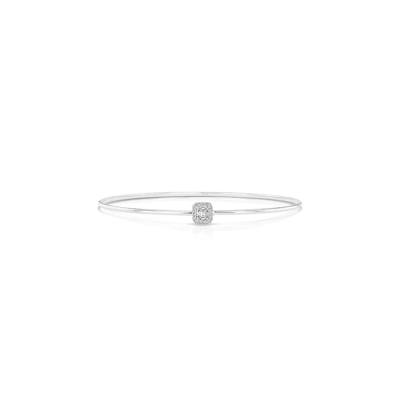Stackable White Gold and Diamond Cluster Bangle