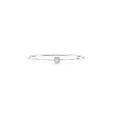 Stackable White Gold and Diamond Cluster Bangle