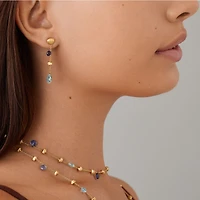 Paradise Yellow Gold, Blue Topaz and Iolite Drop Earrings