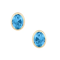 Topaz Oval Bezel Set Studs