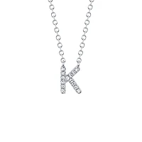 Initials White Gold and Diamond Pavé Letter K Necklace