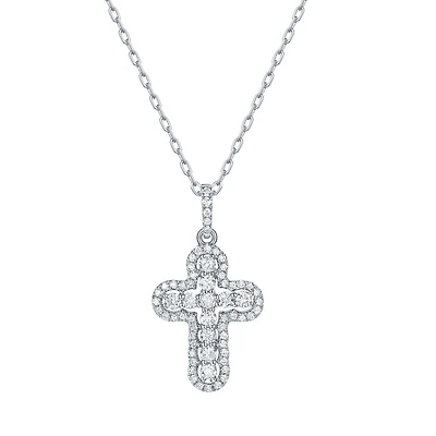Diamond Cross Pendant in White Gold