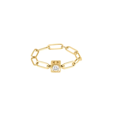 Le Cube Diamant Yellow Gold and Diamond Chain Ring