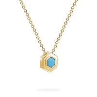 Yellow Gold Birthstone Pendant, Turquoise