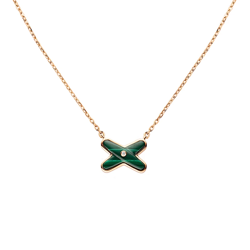 Jeux De Liens Rose Gold, Malachite and Diamond Pendant