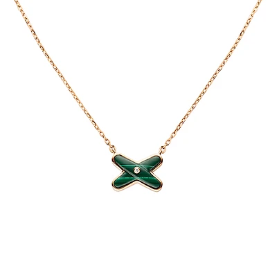 Jeux De Liens Rose Gold, Malachite and Diamond Pendant
