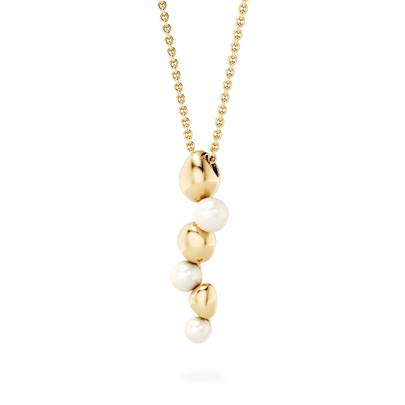 Drop Necklace in Yellow Gold with Pearls