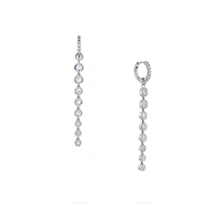 Diamond Bezel Hoop Drop Earrings