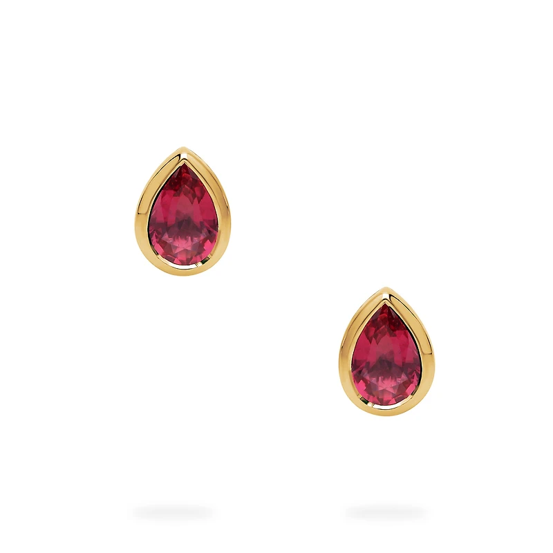 Yellow Gold Ruby Stud Earrings