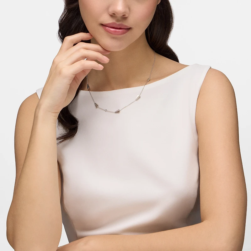 Sterling Silver and Diamond Station Necklace