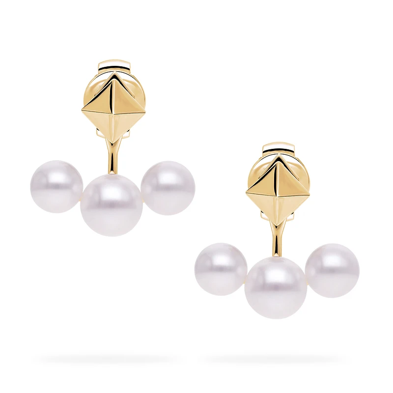 Stud and Pearl Yellow Gold Jacket Earrings