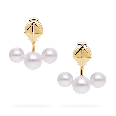 Stud and Pearl Yellow Gold Jacket Earrings