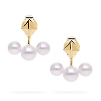 Stud and Pearl Yellow Gold Jacket Earrings