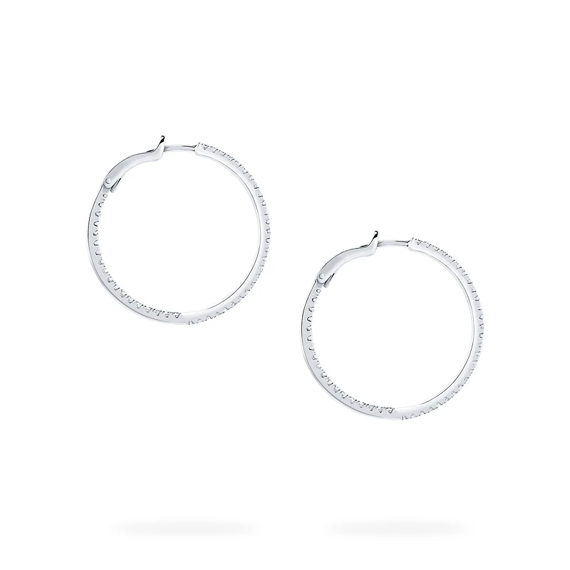 Diamond Hoop Earrings, Medium