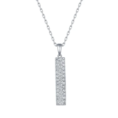 Diamond Tag Pendant in White Gold
