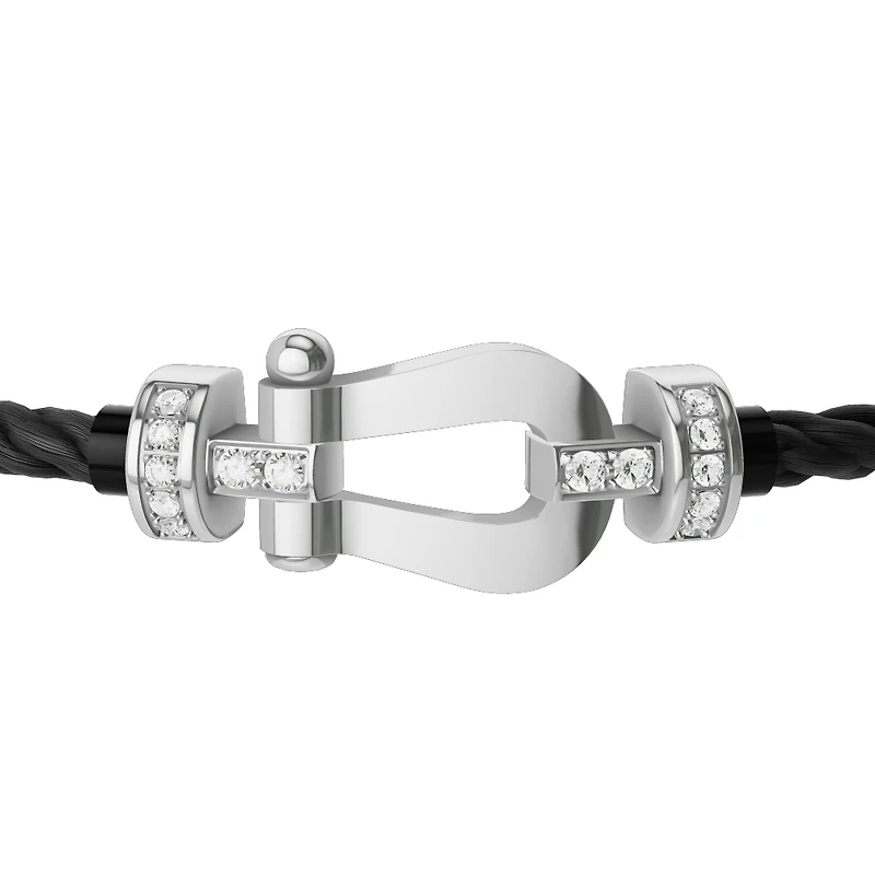 Force 10 Medium White Gold and Diamond Pavé Cable Bracelet