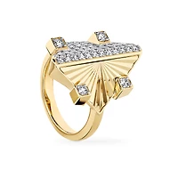 Exceptional Guilloché Yellow Gold and Diamond Ring - 7