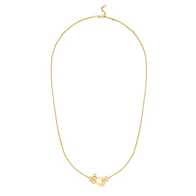 Force 10 Medium Yellow Gold and Half Pavé Diamond Necklace