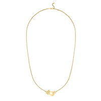 Force 10 Medium Yellow Gold and Half Pavé Diamond Necklace