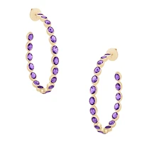 Amethyst Bezel Set Hoop Earrings
