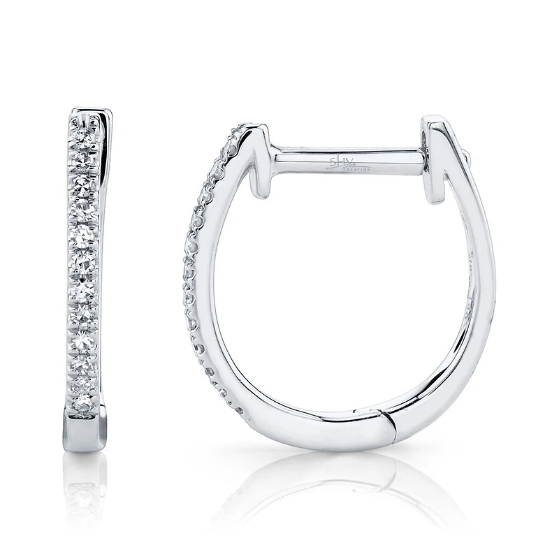 Kate White Gold and Diamond Mini Hoop Earrings