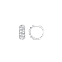 White Gold and Diamond Pavé Link Hoop Earrings