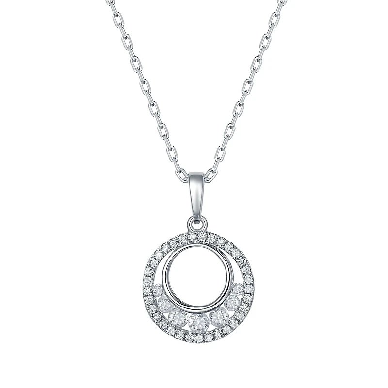 Diamond Round Pendant in White Gold