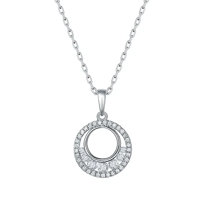 Diamond Round Pendant in White Gold
