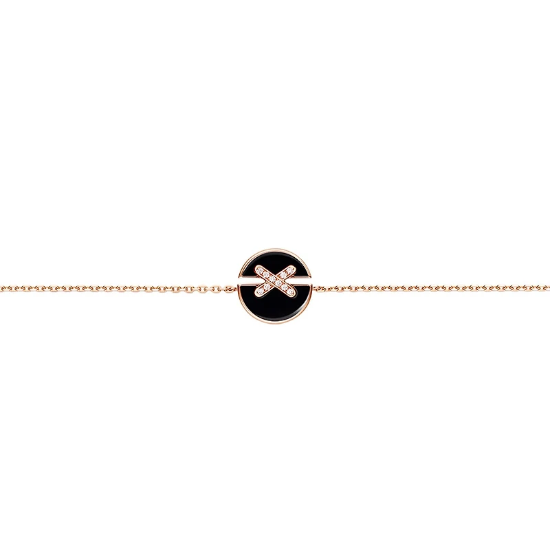 Jeux De Liens Harmony Rose Gold Onyx and Diamond Bracelet