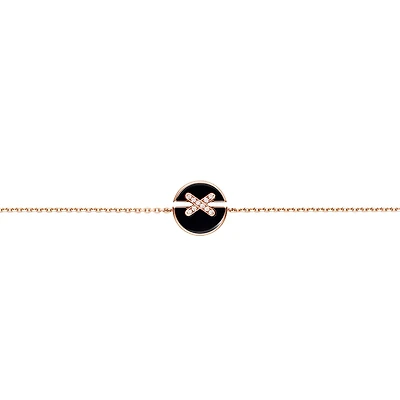 Jeux De Liens Harmony Rose Gold Onyx and Diamond Bracelet