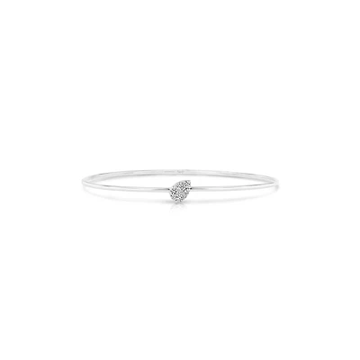 Stackable White Gold and Diamond Pavé Pear Cluster Bangle
