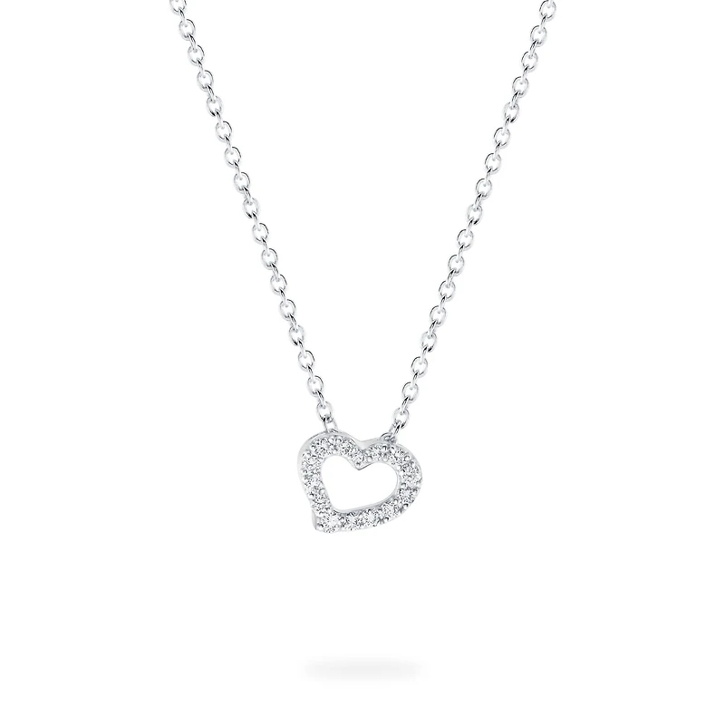 White Gold Diamond Heart Pendant for Kids