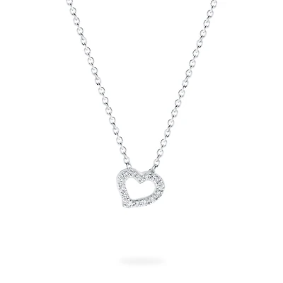 White Gold Diamond Heart Pendant for Kids