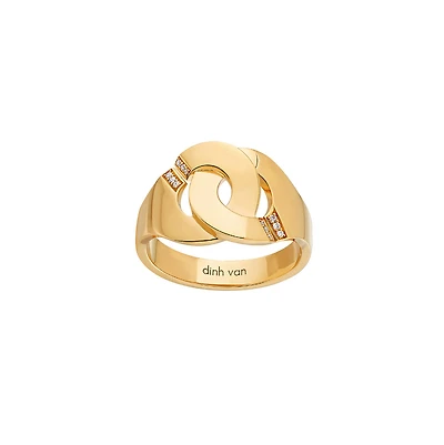 Menottes R12 Yellow Gold and Diamond Pavé Ring