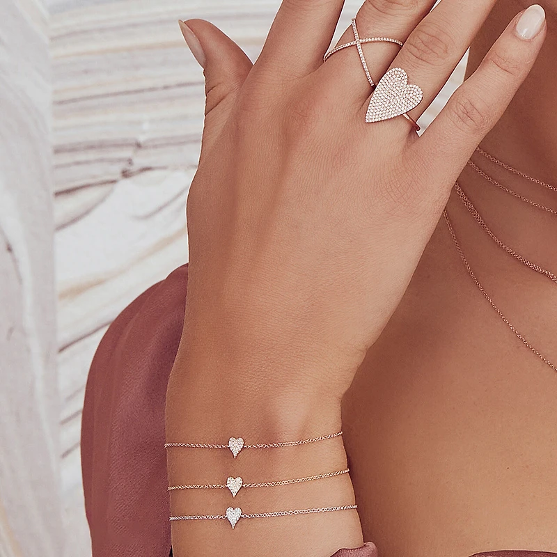 Kate White Gold and Diamond Pavé Heart Bracelet