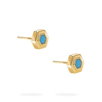 Yellow Gold Birthstone Earrings, Turquoise