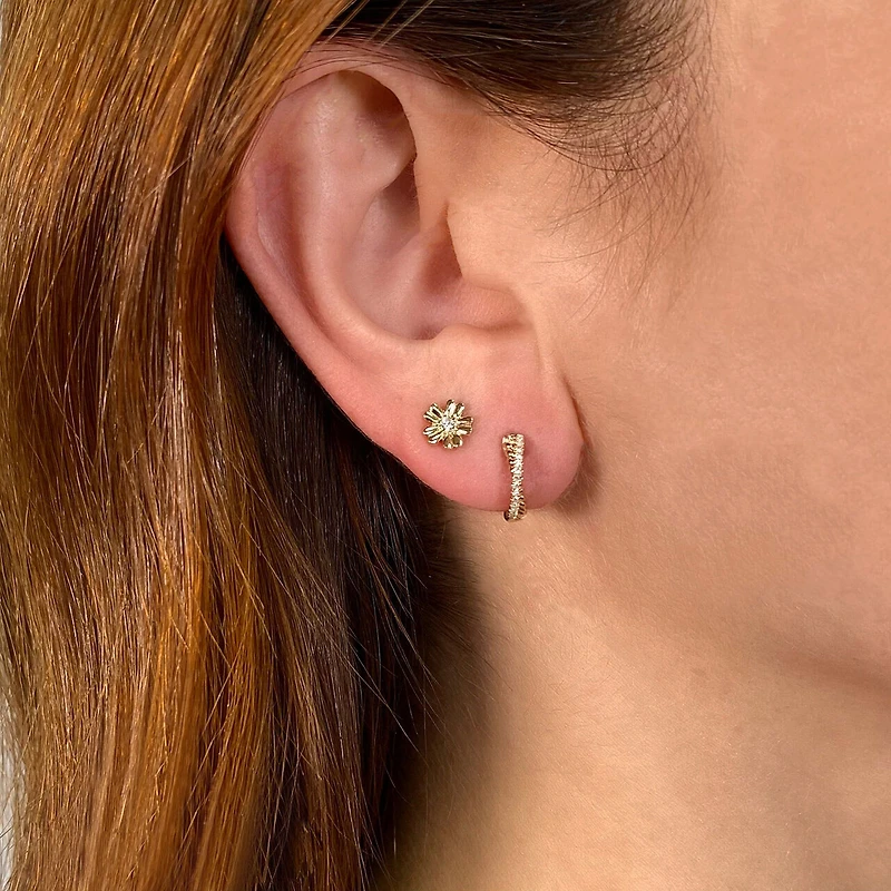 Kate Yellow Gold and Diamond Pavé Mini Hoop Earring