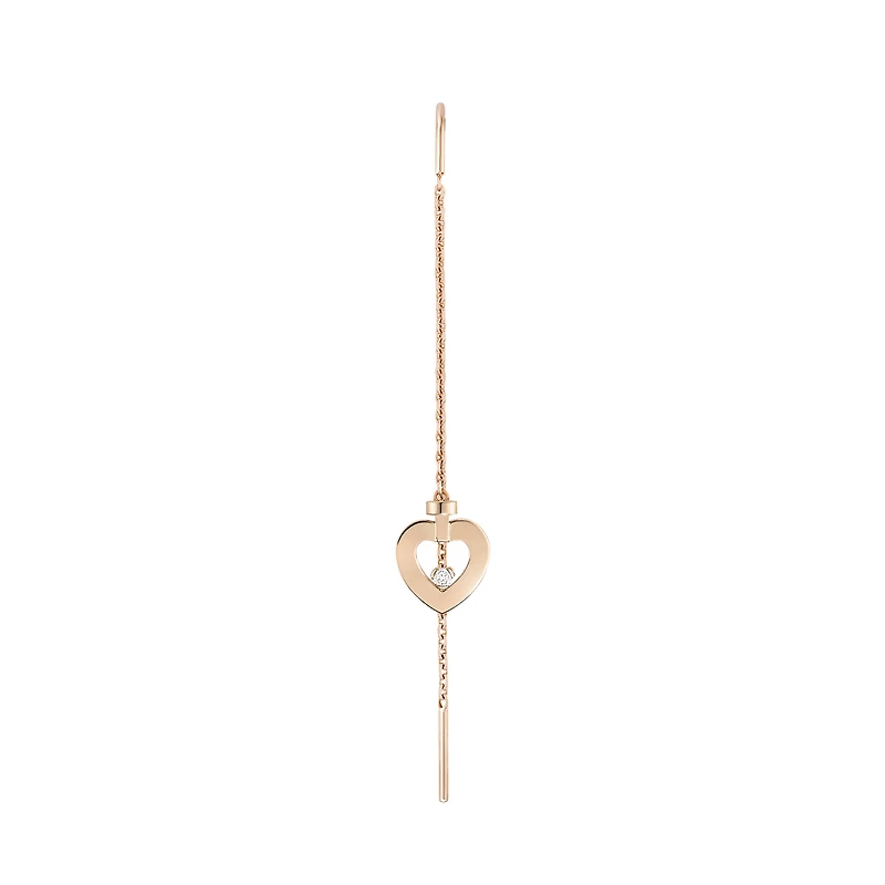 Pretty Woman Extra Small Rose Gold and Diamond Heart Single Drop Earring