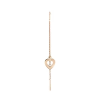 Pretty Woman Extra Small Rose Gold and Diamond Heart Single Drop Earring