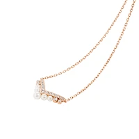 Josephine Aigrette Rose Gold, Pearl and Diamond Pendant